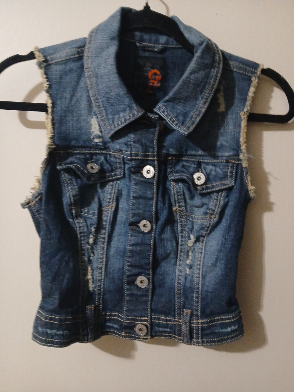 Guess Denim Sleeveless Button-Up Vest - Blue size Xs